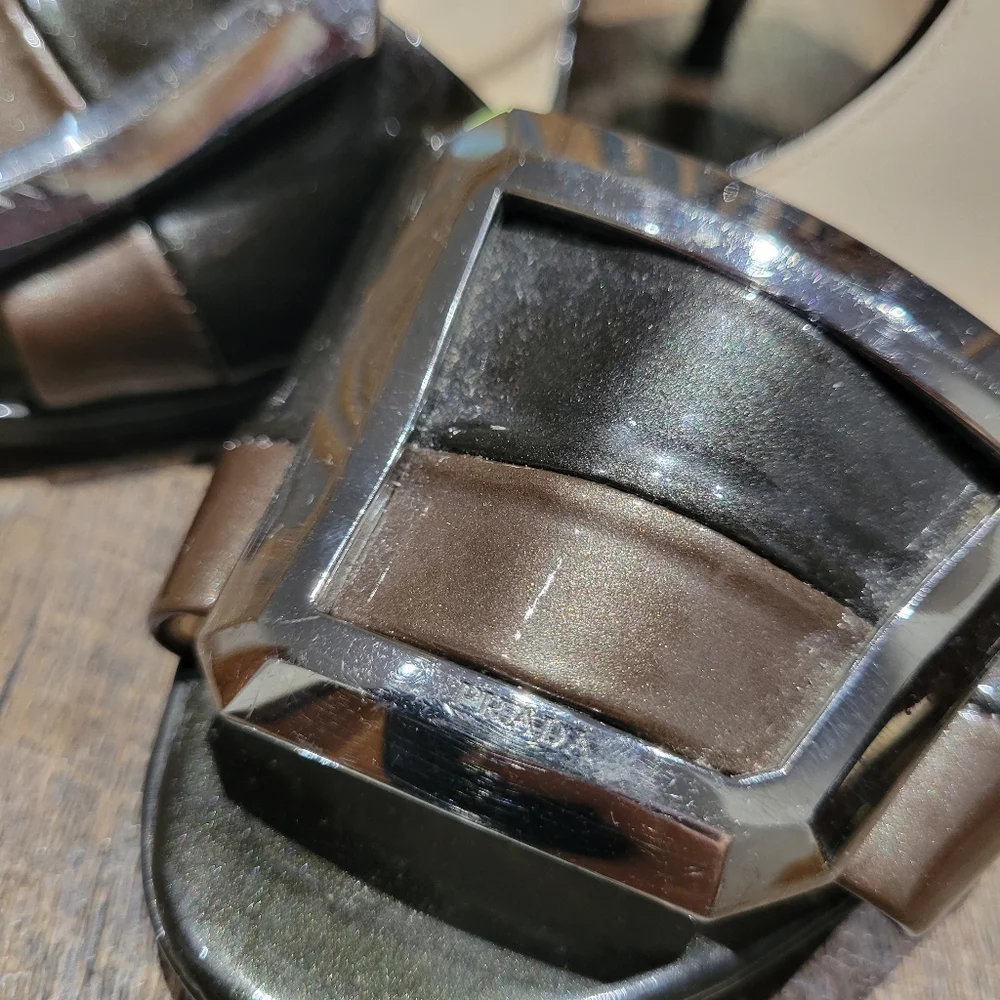 Prada Black and Brown Strappy Heels - Picture 7 of 16